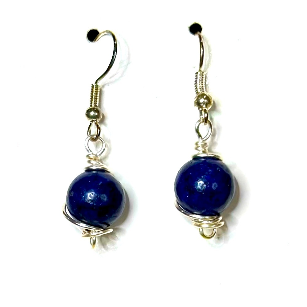 Blue berry quartz silver plated wire wrapped and hoops. Hypoallergenic 10mm